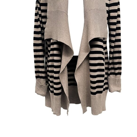 Red by Buckle Striped Long Sleeve Open Front Draped Knit Cardigan Sweater Top - Picture 4 of 8